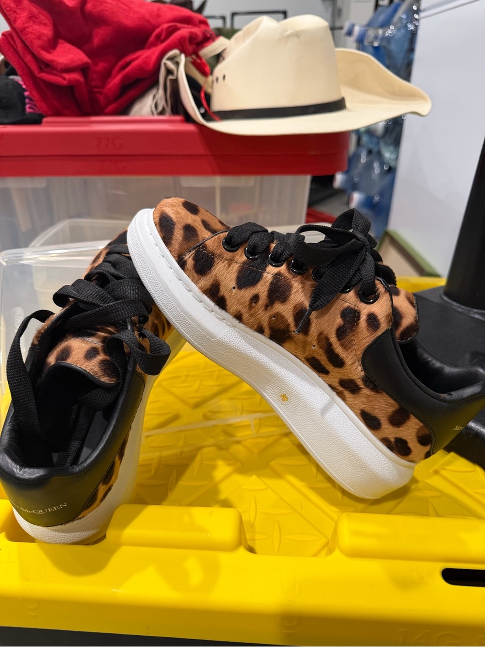 Alexander McQueen Leopard Print Low-Top Sneakers with Black Trim